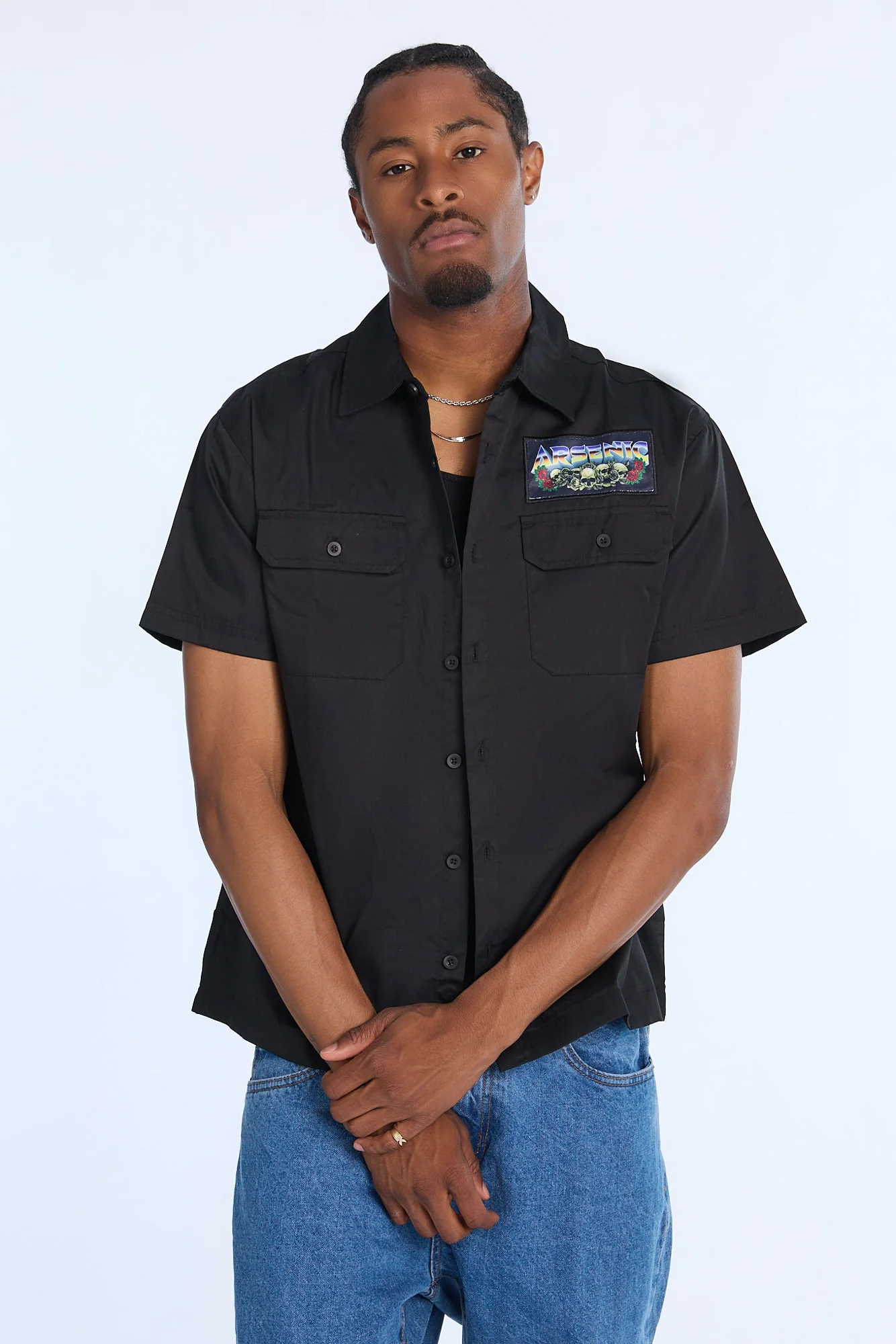 Arsenic Mens Burning Reaper Twill Button-Up - Image 4