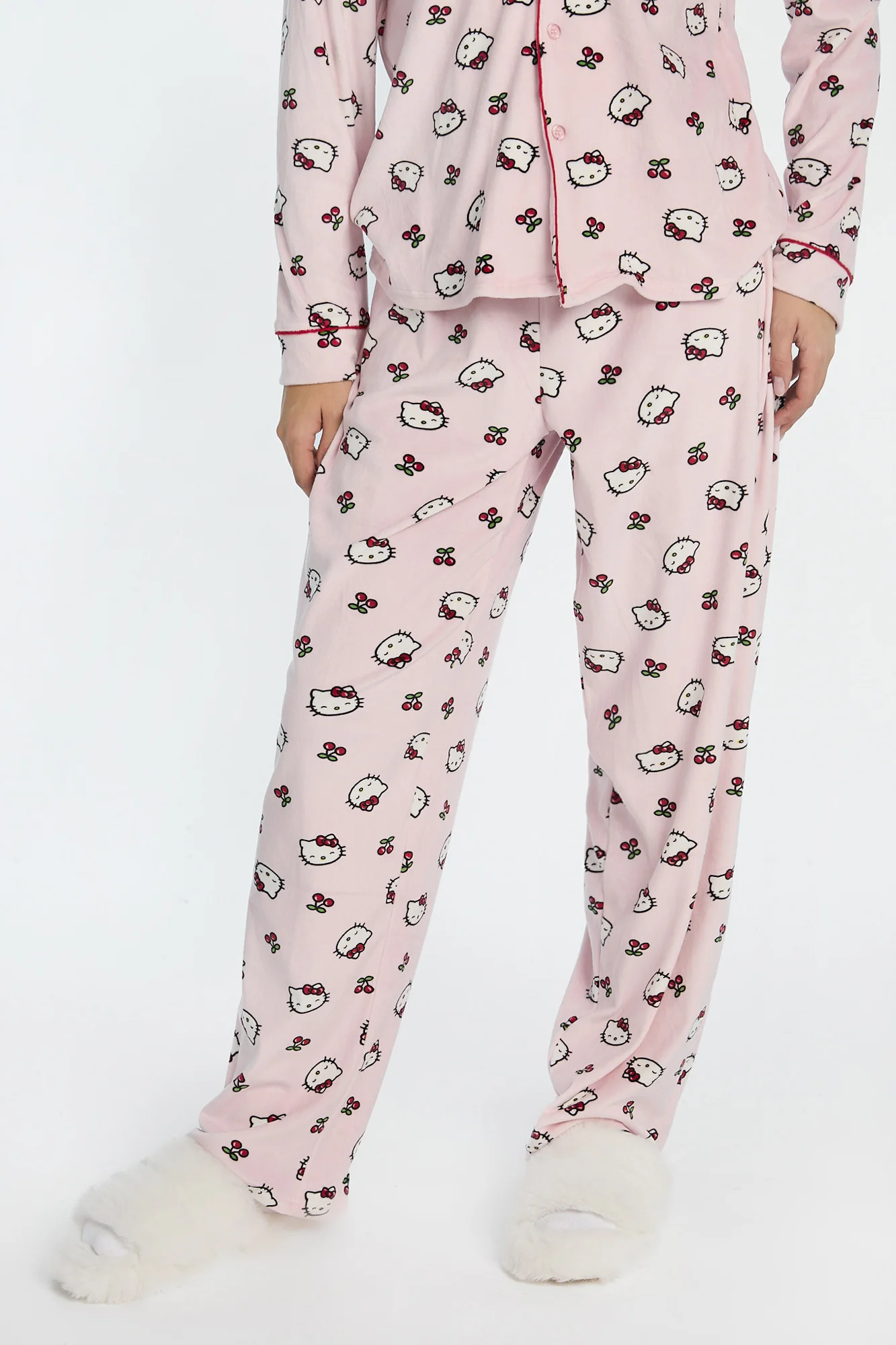 Hello Kitty Cherries Velour 2-Piece Pajama Shirt & Pant Set - Image 4