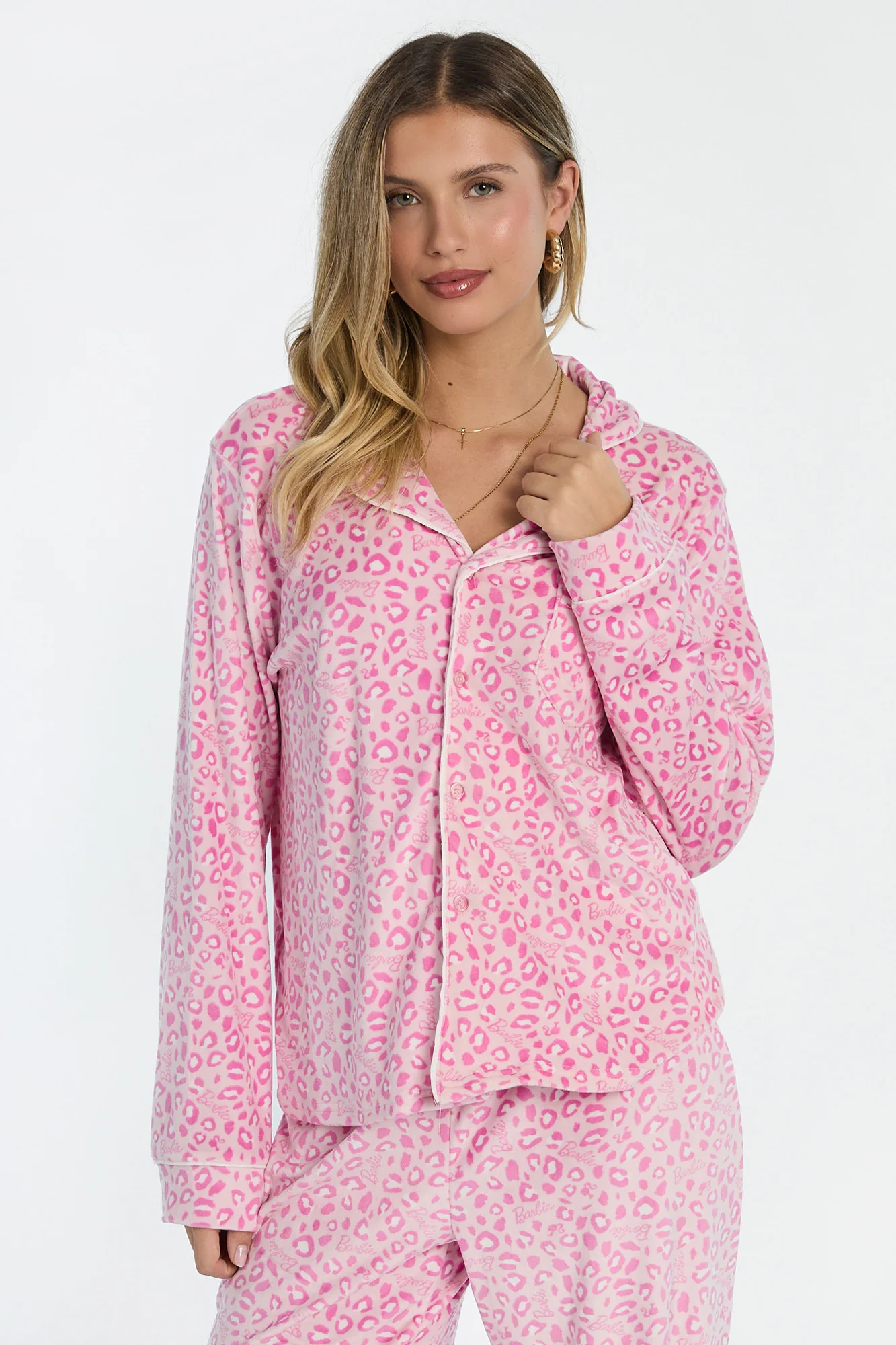 Barbie Leopard Velour 2-Piece Pajama Shirt & Pant Set - Image 3