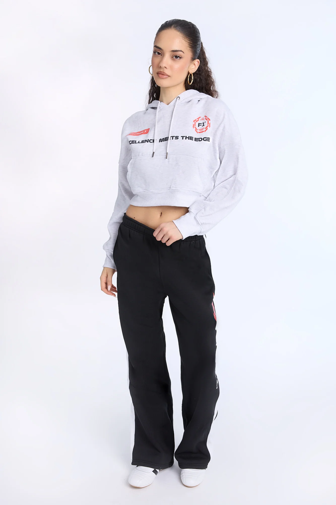 Formula 1 Graphic Cropped Hoodie - Image 4